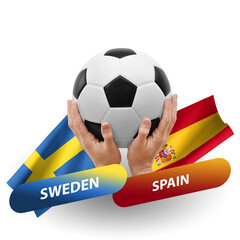 Soccer football competition match, national teams sweden vs spain