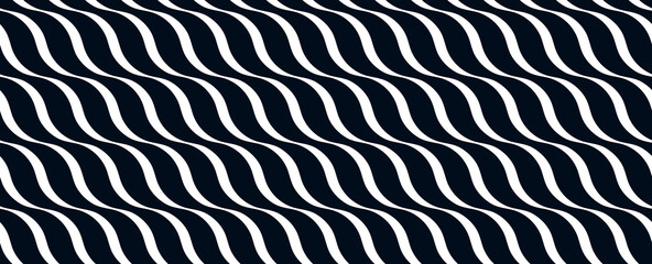 Wavy lines water seamless pattern vector, 3D dimensional endless background wallpaper design image, geometric stripy curved tillable texture. - obrazy, fototapety, plakaty