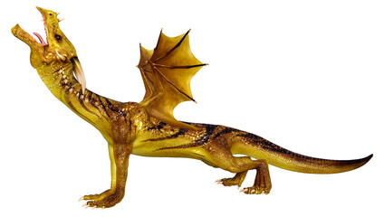 3D Rendering Fairy Tale Dragon on White