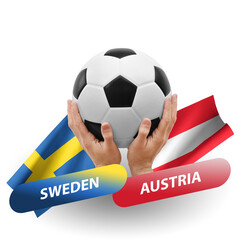 Soccer football competition match, national teams sweden vs austria