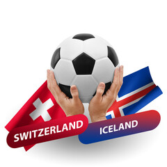Soccer football competition match, national teams switzerland vs iceland
