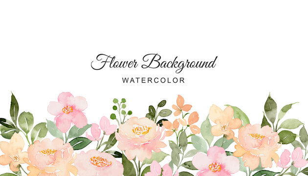 Beautiful flower garden background with watercolor