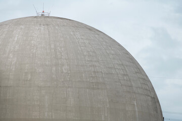 Kuppel im Kernkraftwerk, als Schutz über dem Kernreaktor,
Detailaufnahme.