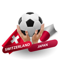 Soccer football competition match, national teams switzerland vs japan