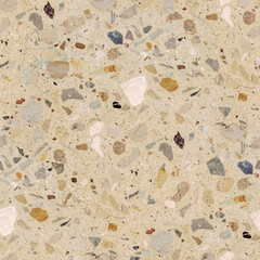 Cool seamless terrazzo pattern of marble-mosaic natural concrete floor. Trendy texture for flooring and facades. Colorful hand made template with beatiful natural stones.	
