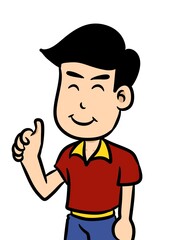 cute man cartoon on white background