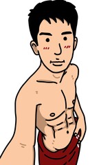 Fototapeta premium cute man cartoon on white background