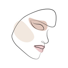 Woman face in one line style. Continuous art in an elegant style for prints, tattoos, posters, textiles, postcards, etc. Beautiful female face Vector illustration