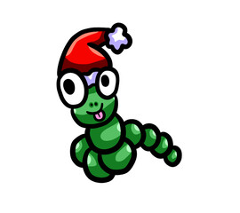 Stylized Happy Silly Christmas Worm