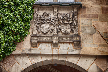 Stuttgart,  Germany - Count Eberhard I, Duke of Wuerttemberg coat-of-arms on the wall of the Old...