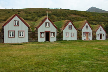 Fototapeta na wymiar Turf houses in Glaumbaer, Iceland, Europe 