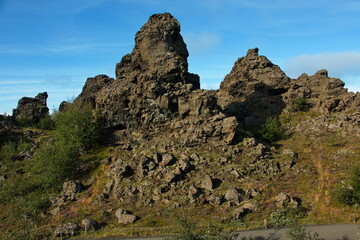 Lava formation in Dimmuborgir at Lake Myvatn in Iceland, Europe
