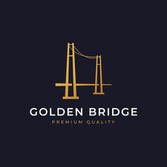 Architecture Golden Arch River Bridge Simple Minimalist Logo in Line Style Design Inspiration