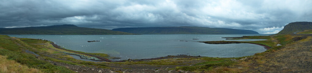 Landscape at Vattarfjördur in West Fjords, Iceland, Europe

