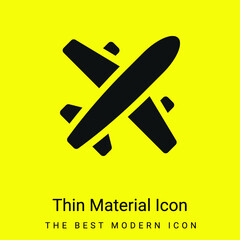 Airplane minimal bright yellow material icon