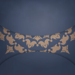 Brochure in blue with abstract brown ornament for your brand.