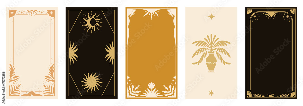Poster Vector illustration in simple modern style - vertical abstract backgrounds and graphic prints - decorative frame with copy space for text for social media stories