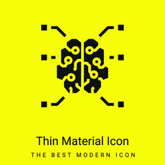 Fototapeta premium Brain minimal bright yellow material icon