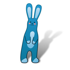 Drawing of a cute bunny, cut-out paper style. Vector graphics