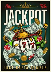 Gambling vintage colorful poster
