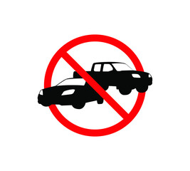 Circle Prohibited Sign For No Car. No Parking Sign. Vector illustration