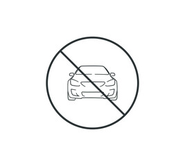 Circle Prohibited Sign For No Car. No Parking Sign. Vector illustration