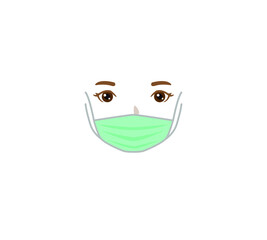 People in protective medical face masks. Protection from virus, Covid-19, pm2.5, smog. Vector illustration.
