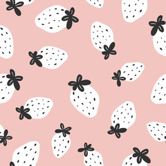 Seamless pattern. Cute strawberry Vector illustration for textile and packaging