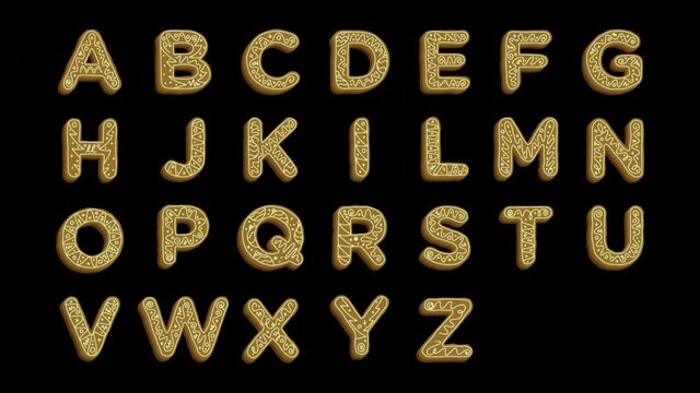 Gingerbread cookies alphabet font text on transparent background