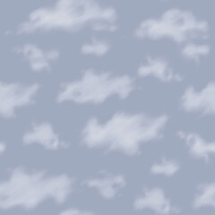 Seamless pattern with hand painted clouds on sky background. Pattern for fabric, clothes, wallpapers, home textile, wrapping paper and other decoration.