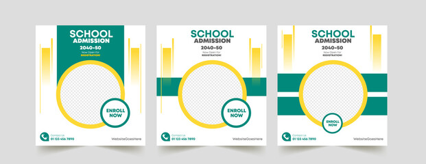 School education admission social media post and web banner template. School admission background. School admission web banner template. - obrazy, fototapety, plakaty
