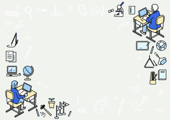 勉強する生徒のフレーム