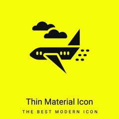 Airplane minimal bright yellow material icon