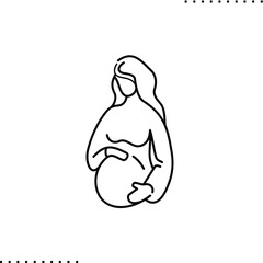 pregnant woman, an expectant mother  black vector small graphic isolated on white