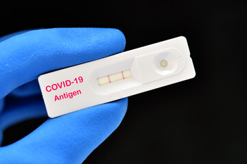 COVID-19 positive test result by using COVID-19 antigen test kit or ATK, rapid test method 