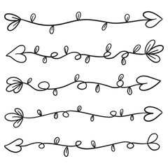 Collection of floral arrow line designs to use as dividers or pointing 