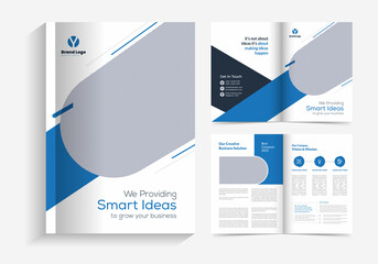Modern brochure template design with blue gradient shapes multi pages business brochure design