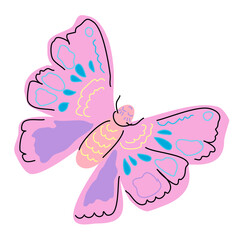 Pink and purple butterfly with eyes.