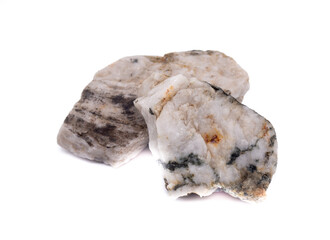 Quartz stones on white background