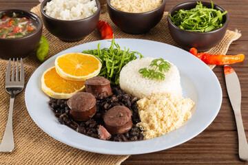 Feijoada typical Brazilian food. Traditional Brazilian food made with black beans