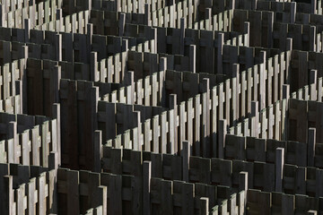 A maze made out of wooden fences
