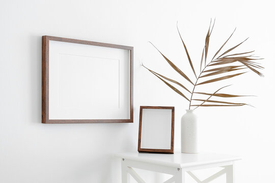 Landscape and portrait frames mockup with copy space for artwork, photo or print presentation.