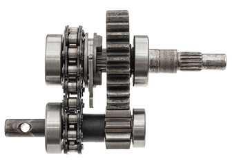 Gear reducer with chain drive, isolated on white background