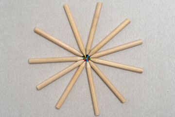 Many colored pencils of different colors for drawing. Art concept