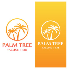 Obraz premium Palm tree summer logo template