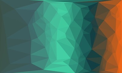 vibrant Abstract green and orange background with poly pattern