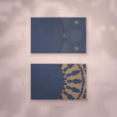 Business card in blue with brown mandala ornament for your personality.