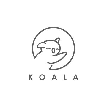 Creative logo and icon koala with monoline style