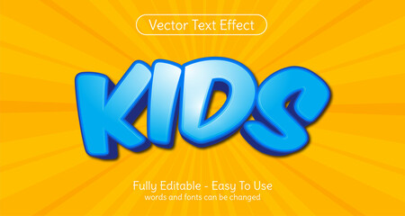Creative 3d text Kids editable style effect template