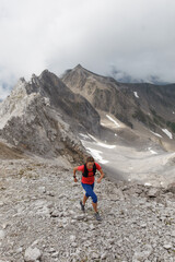 Women trail running in the European alps of Austria